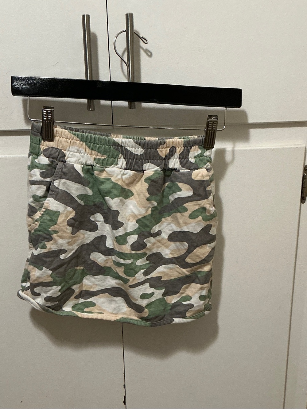 Eleven Paris Camo Mini Skirt in Green, Tan & Gray